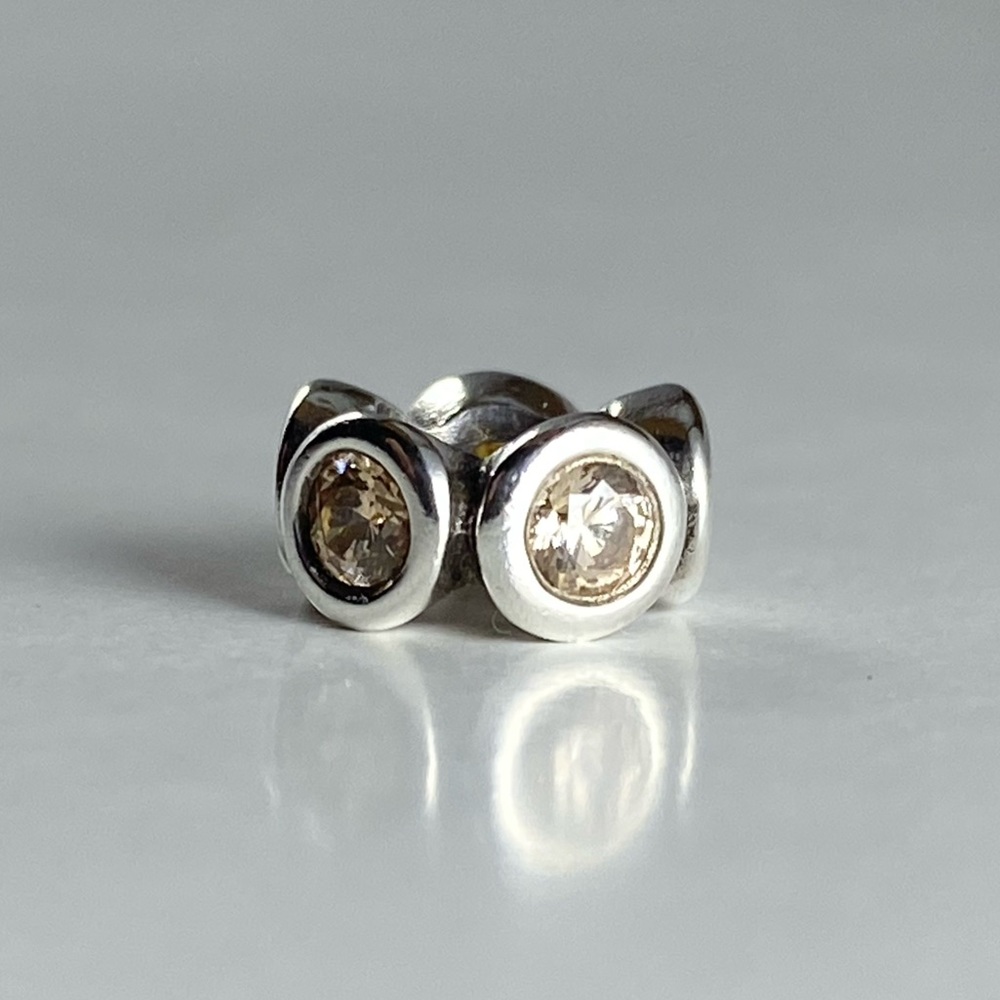 NEW PANDORA LIGHTS CHAPMPAGNE CZ 925 ALE STERLING SILVER SPACER CHARM 79…